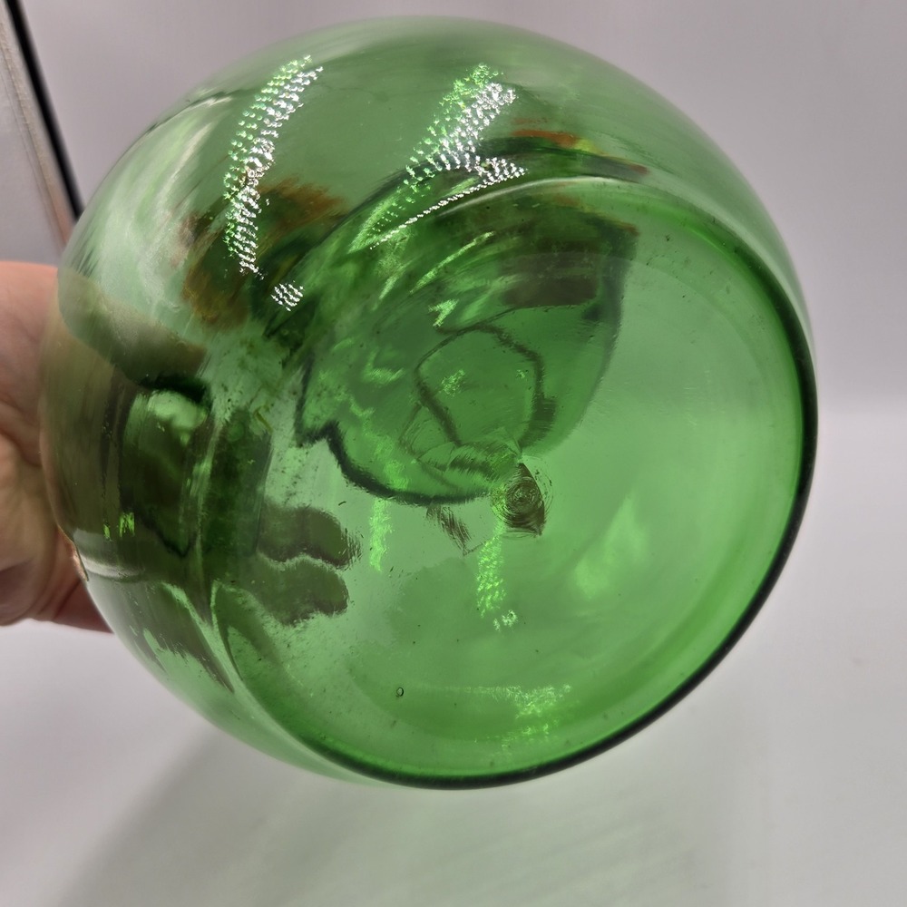 Vintage Hand Blown Green Glass Italian Wine Decanter With Ice Chamber & Stopper - Picture 6 of 8